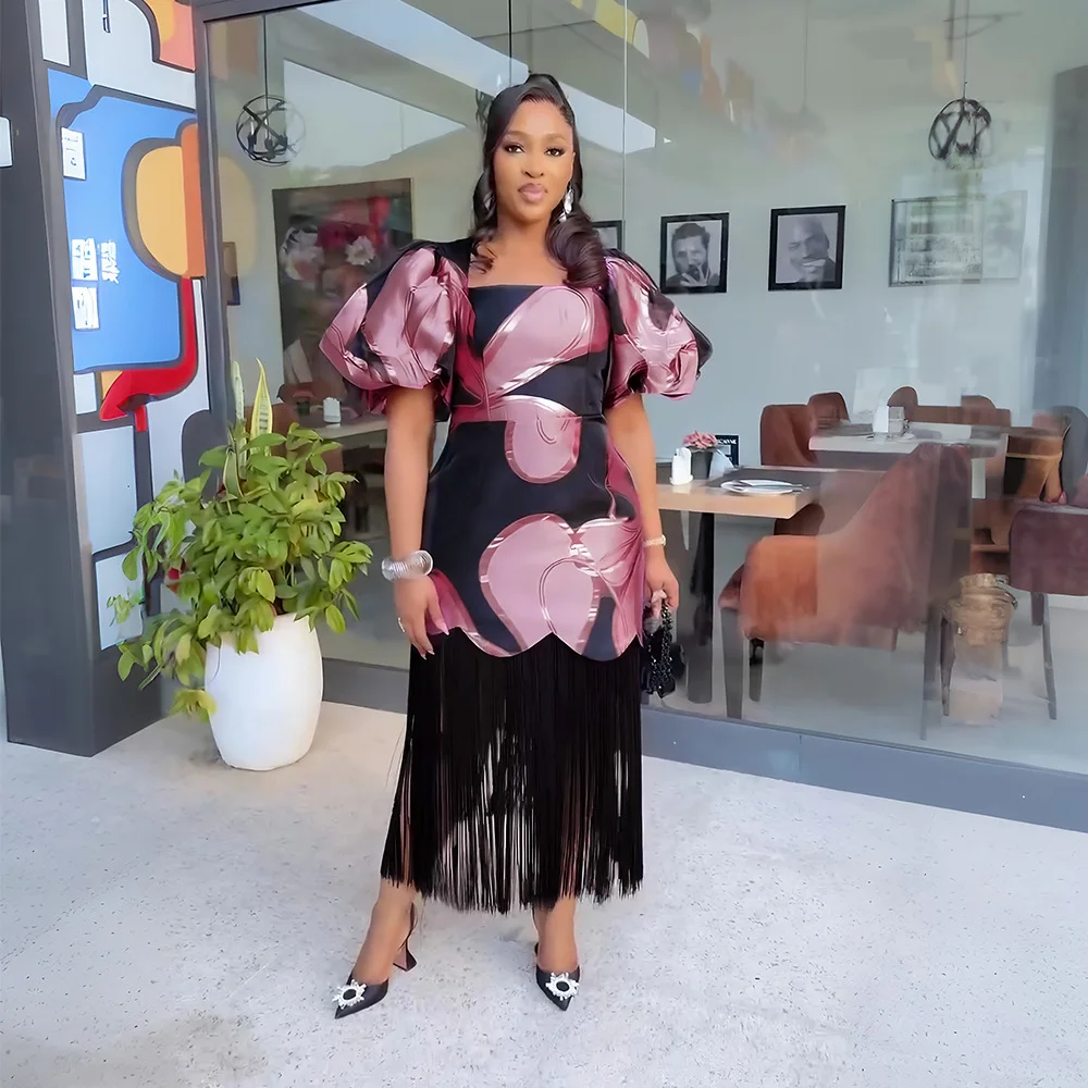 

Africa Clothing Plus Size African Party Dresses for Women Dashiki Ankara Wedding Evening Gown Sexy Bodycon Tassel Robe 2026