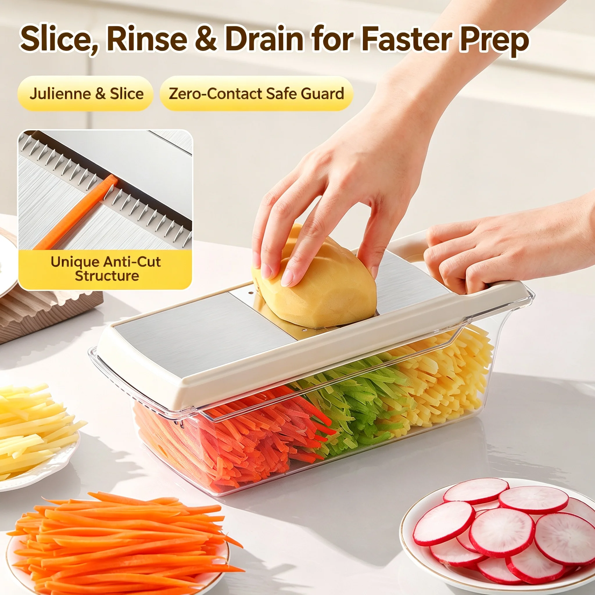 Kitchen Portable Vegetable Slicer Noodle Shop Tool Commercial Vegetable Slicer Restaurant Plastic Нарезатель Овощей MH40QCJ