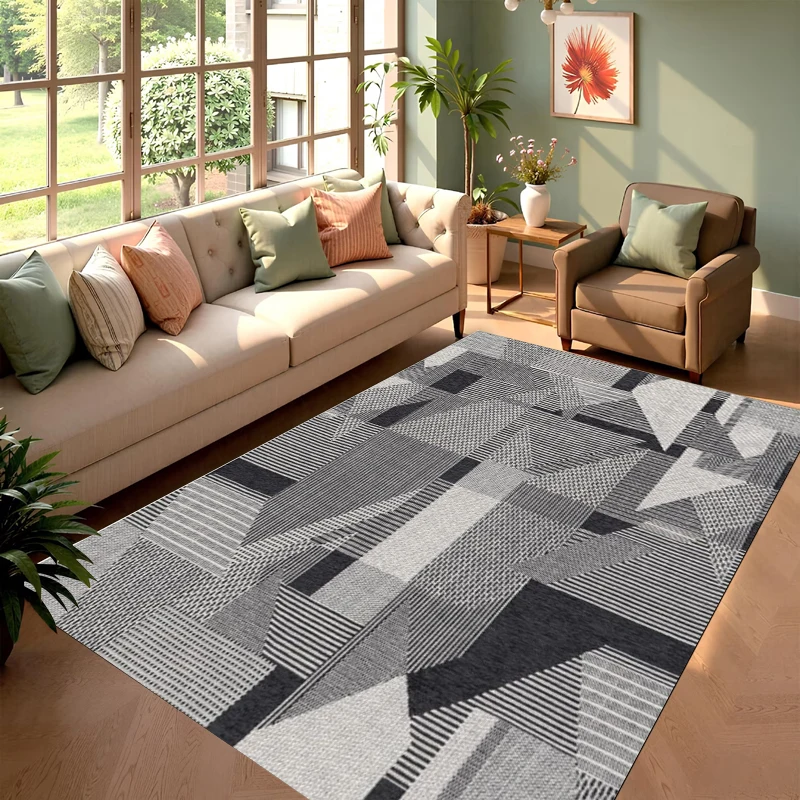 

Современный геометрический ковер с серым абстрактным полосатым принтом, нескользящий напольный коврик для гостиной, спальни, минималистичный декор для дома, подарок