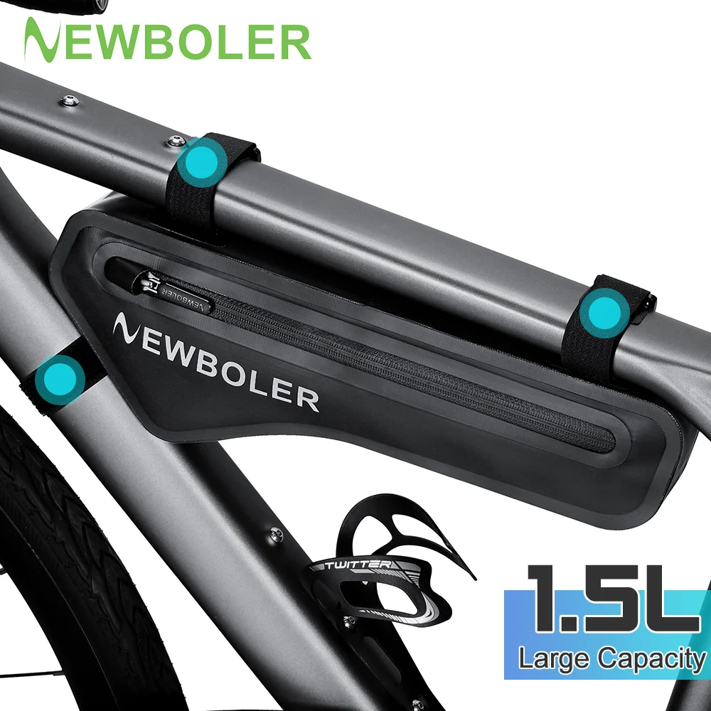 NEWBOLER 1.5L Bicycle Triangle Bag Bike Frame Front Tube Bag TPU Waterproof Cycling Bag Bicycle Under Tube Bag Bike Accessories