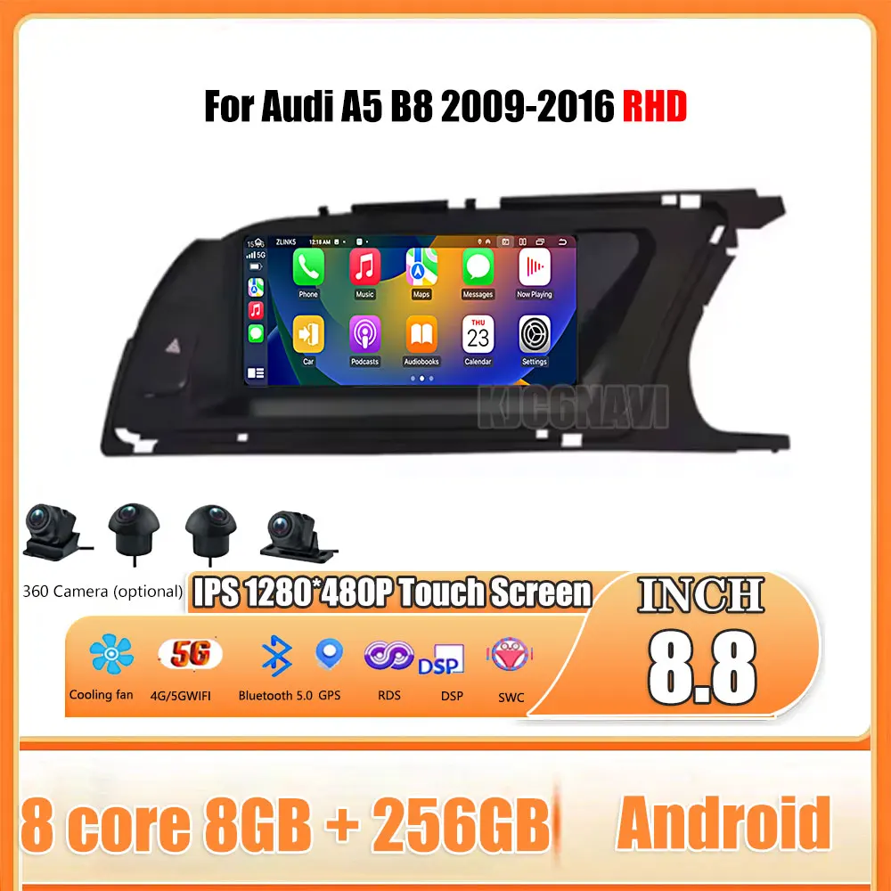 

RHD 8.8Inch Android Touch Screen For Audi A5 B8 2009-2016 Car Accessories Auto Carplay Monitors Multimedia Audio Radio Player