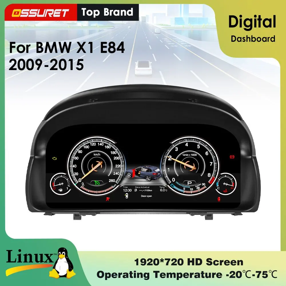 Für BMW X1 E84 2009 2010 2011 2012 2013 2014 2015 Armaturenbrett Auto Digitales Instrumentencluster Virtuelles Cockpit Tachometer 1920*720 HD-Bildschirm