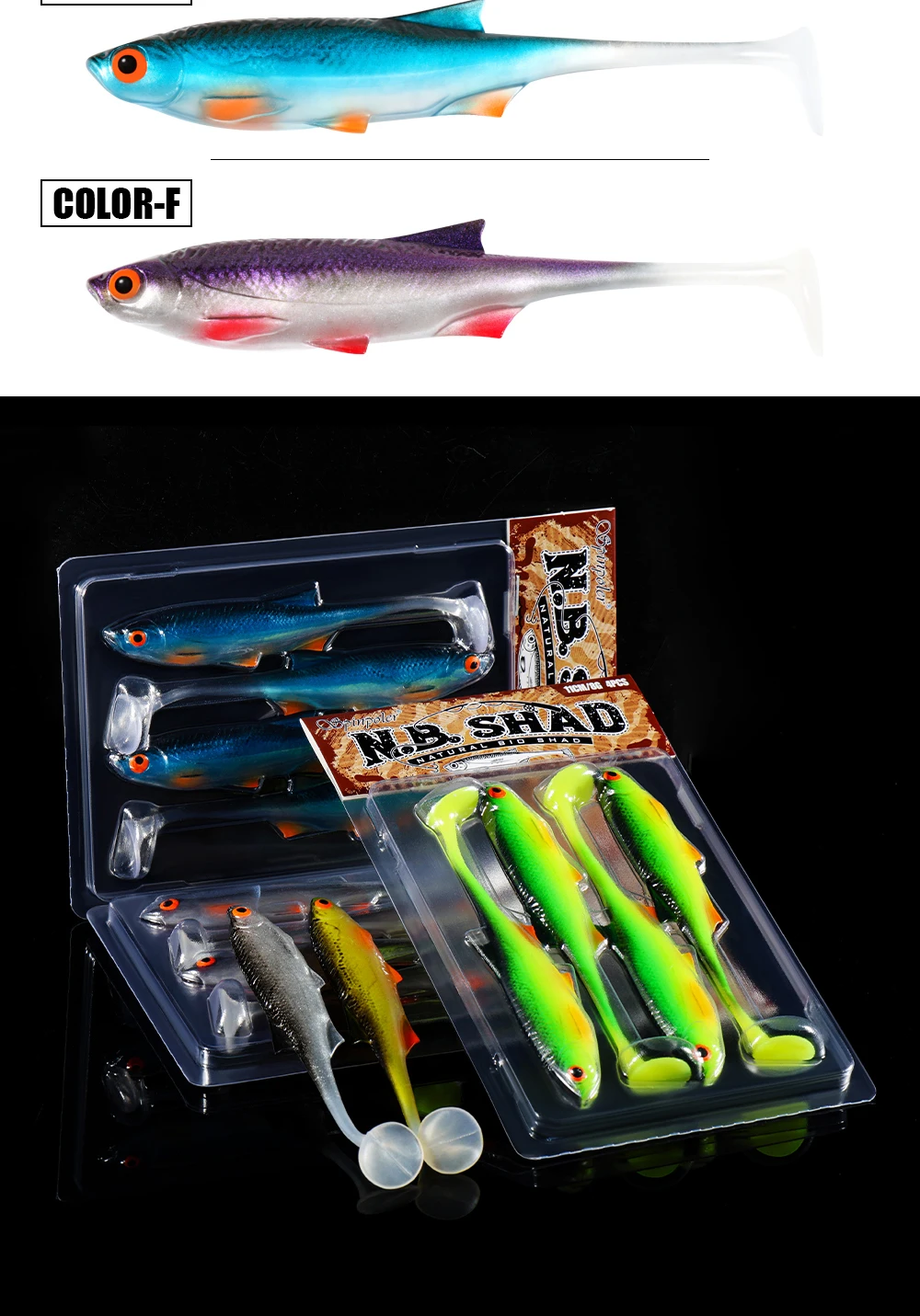 Spinpoler N.B. Shad Handgefertigter Weicher Köder Realistische Skalen-Optik PVC Angelköder Sinkender Paddle-Tail-Köder für Süß- und Salzwasser-Angelausrüstung – Detail 8