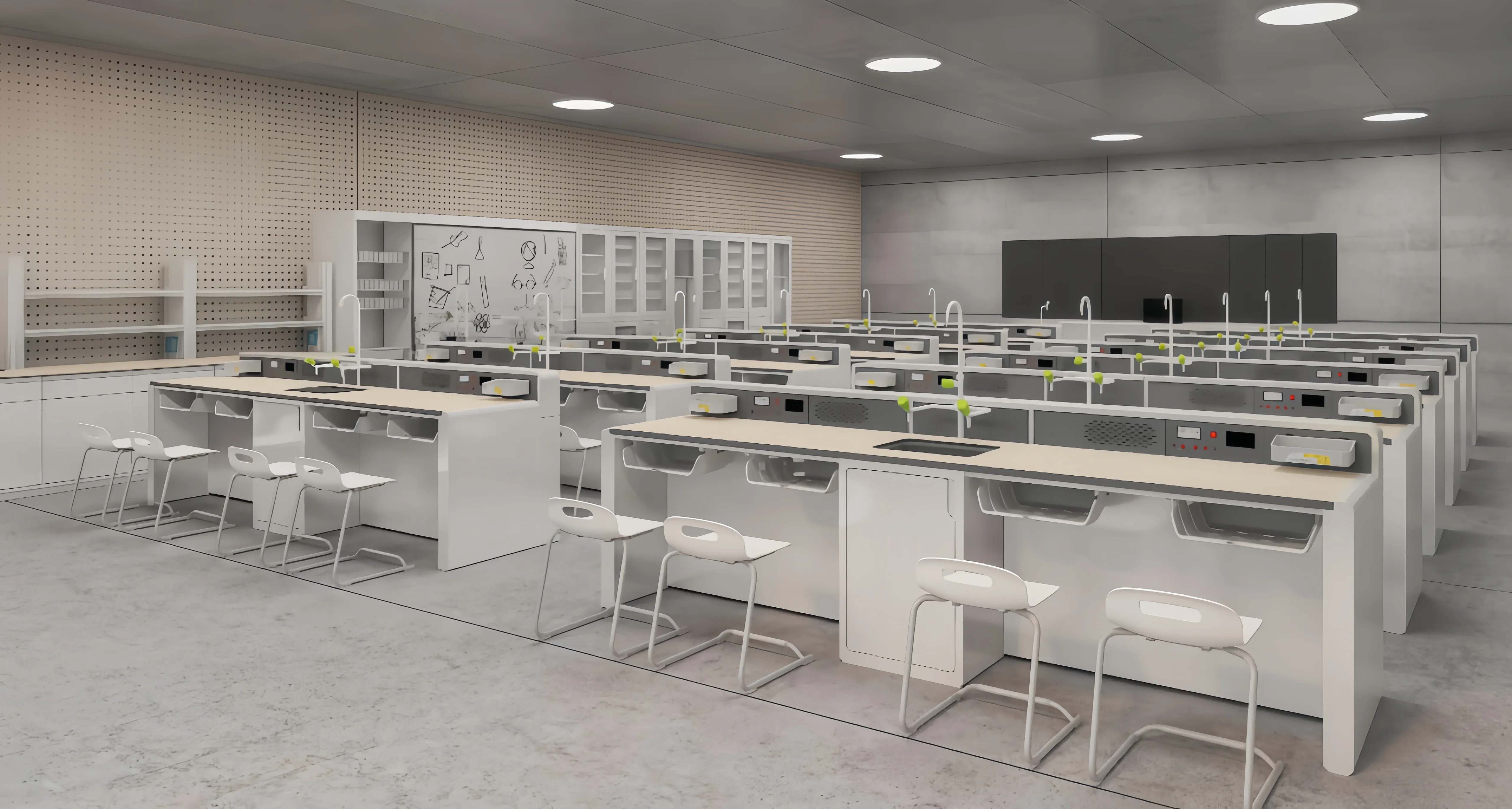 大学向け化学実験装置用ワークステーション、ワンストップサービス、現代的な学校実験台、化学用