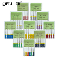 WELL CK 6pcs Dental Hand Use K-Files 21mm 25mm Stainless Steel Endodontic Root Canal Files Dentist Tools Dental Lab Instruments