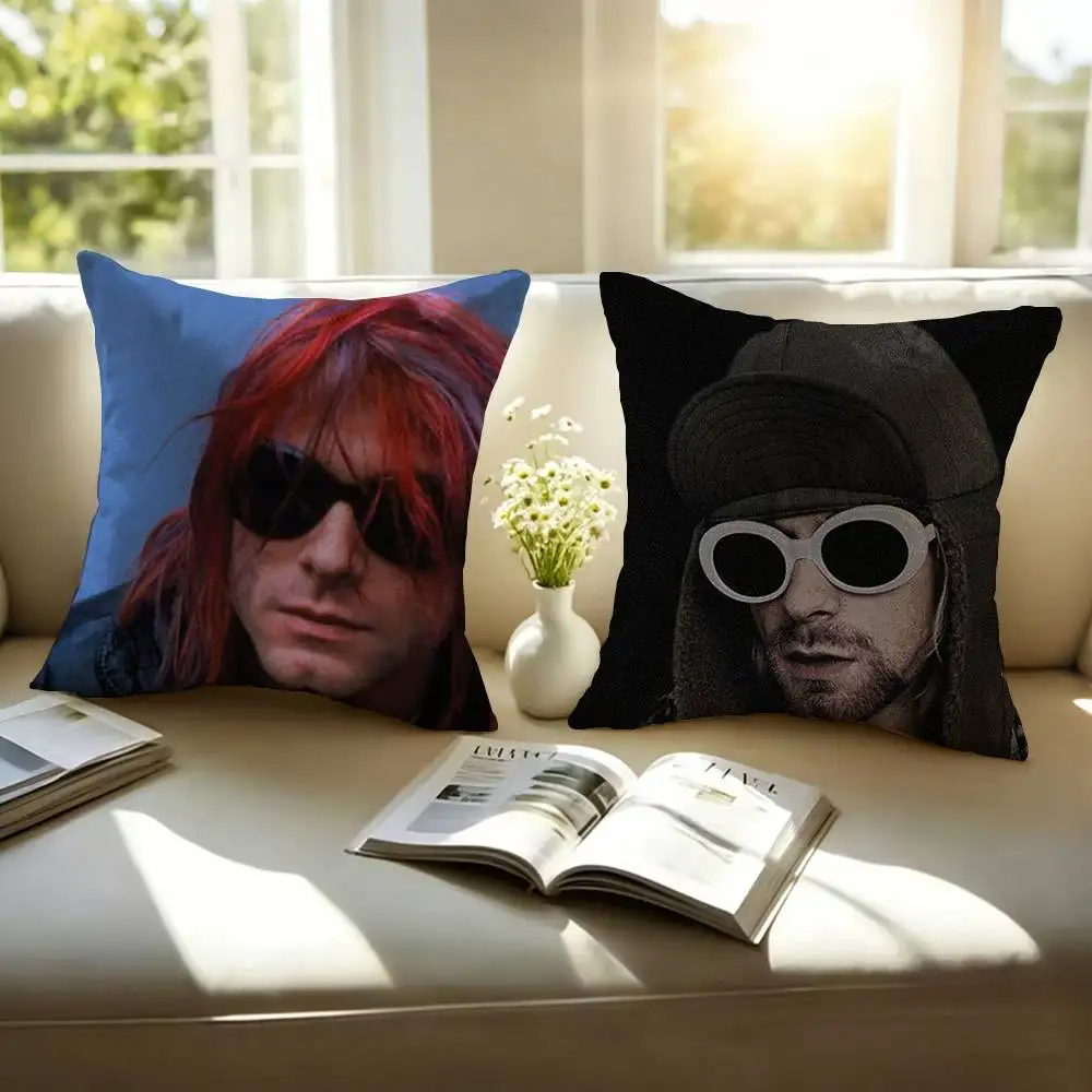 Singer Kurt Cobain  Square Double-Sided printed Pillow Case Bedroom Bedside Pillow Sofa Cushion Cover
