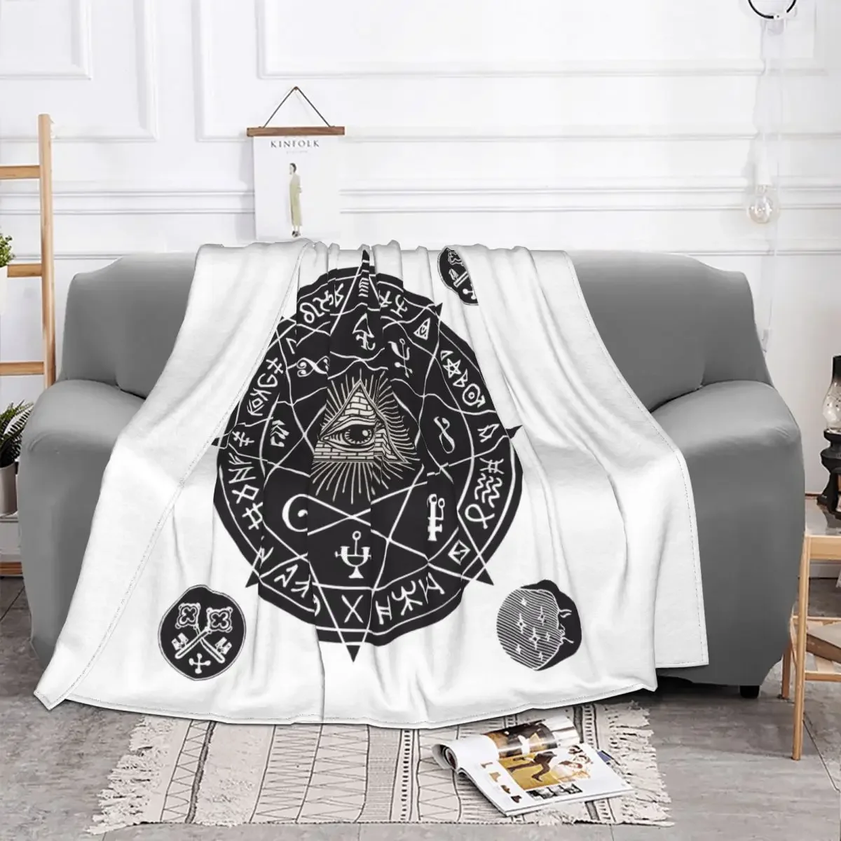 All-seeing Eye Astrology Knitted Blankets Fleece Amulet Mystery Tarot Warm Throw Blankets for Bed Bedroom Quilt