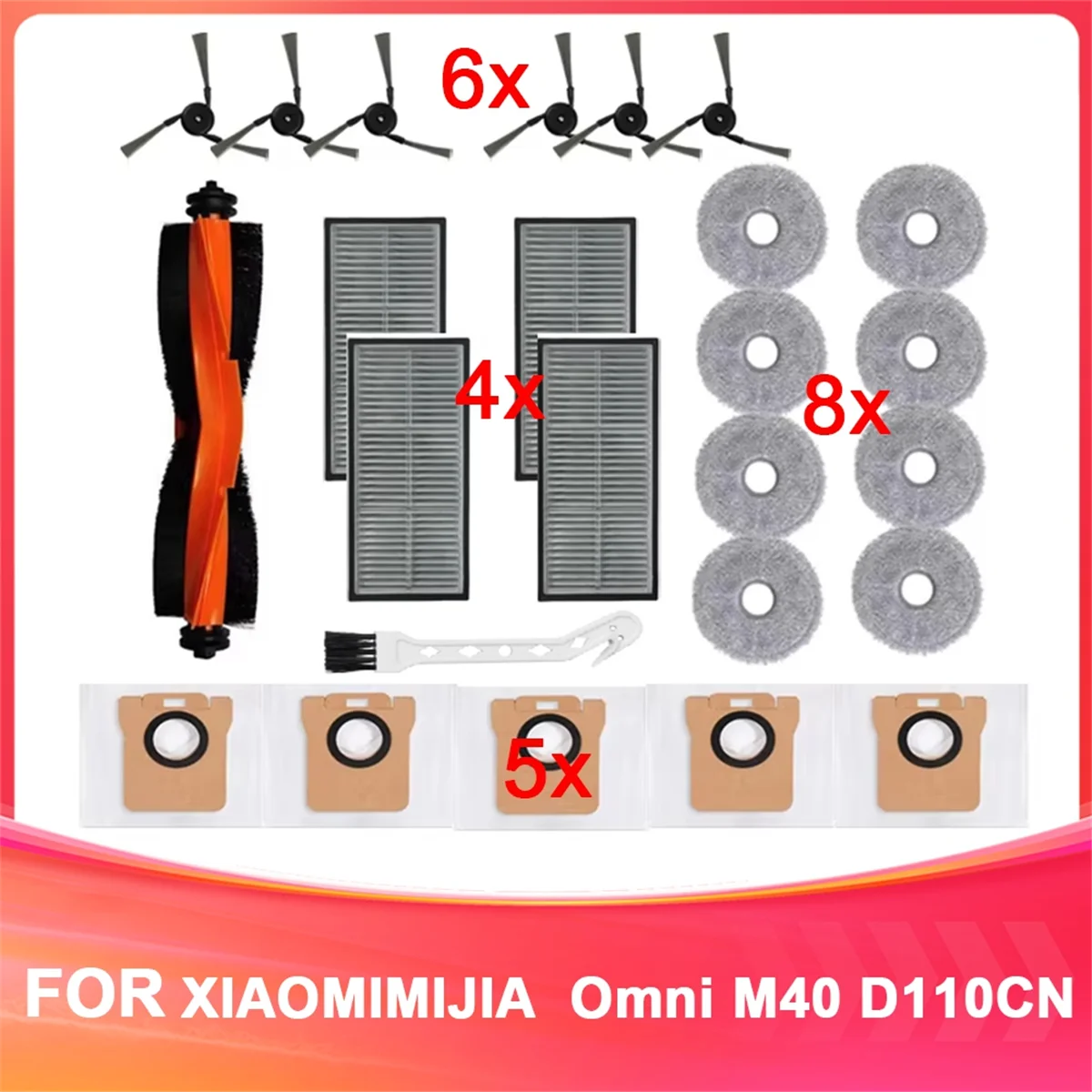 

A33F TOP для Omni M40 D110CN запасные части основная боковая щетка Hepa фильтр швабра тканевый мешок для пыли аксессуары новый
