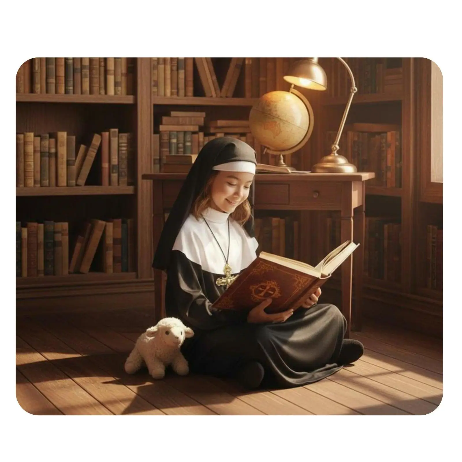 Child Nun Costume for Girls Classic Catholic Garb Long Robe and Headwear for Christmas Performance Themed Party