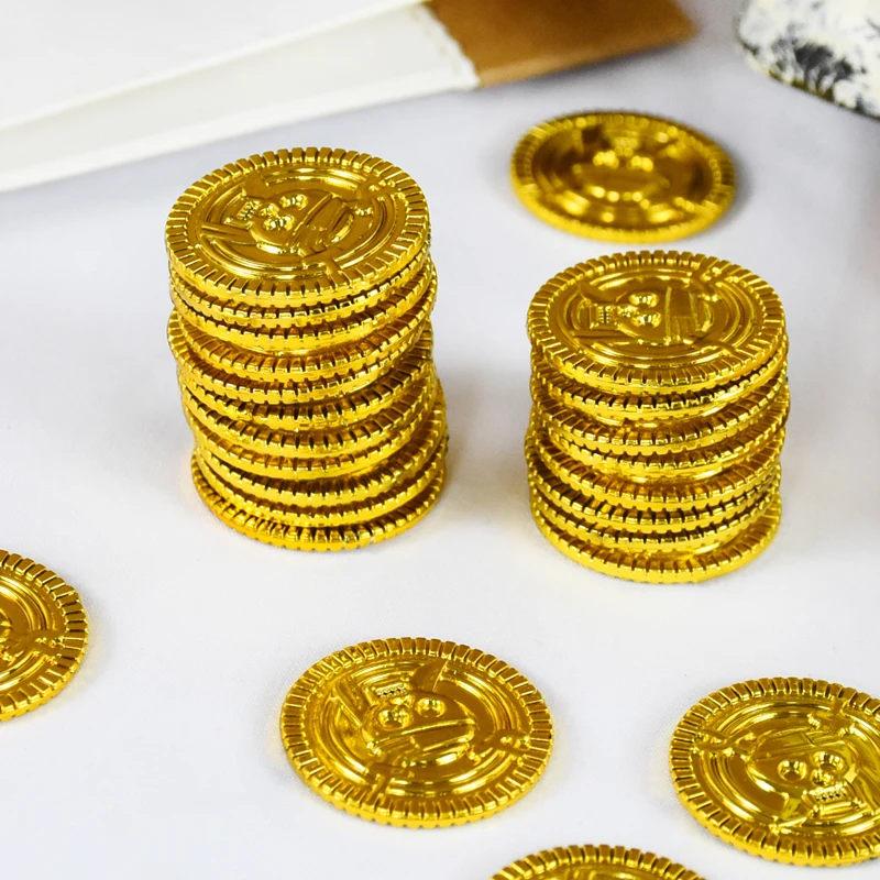 50pcs Cosplay Decorations Favors Game Coin Pirate Gold Coins Halloween Party Skull