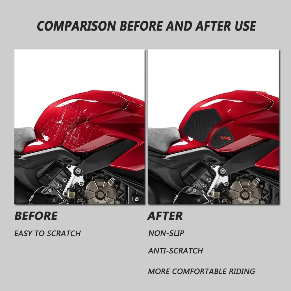 

For Ducati Fuel Tank Grip Pads Knee Traction V4 Panigale V4S Streetfighter V4 S 2021 2020 2019 2018 Anti-slip Fuel Tank Sticker