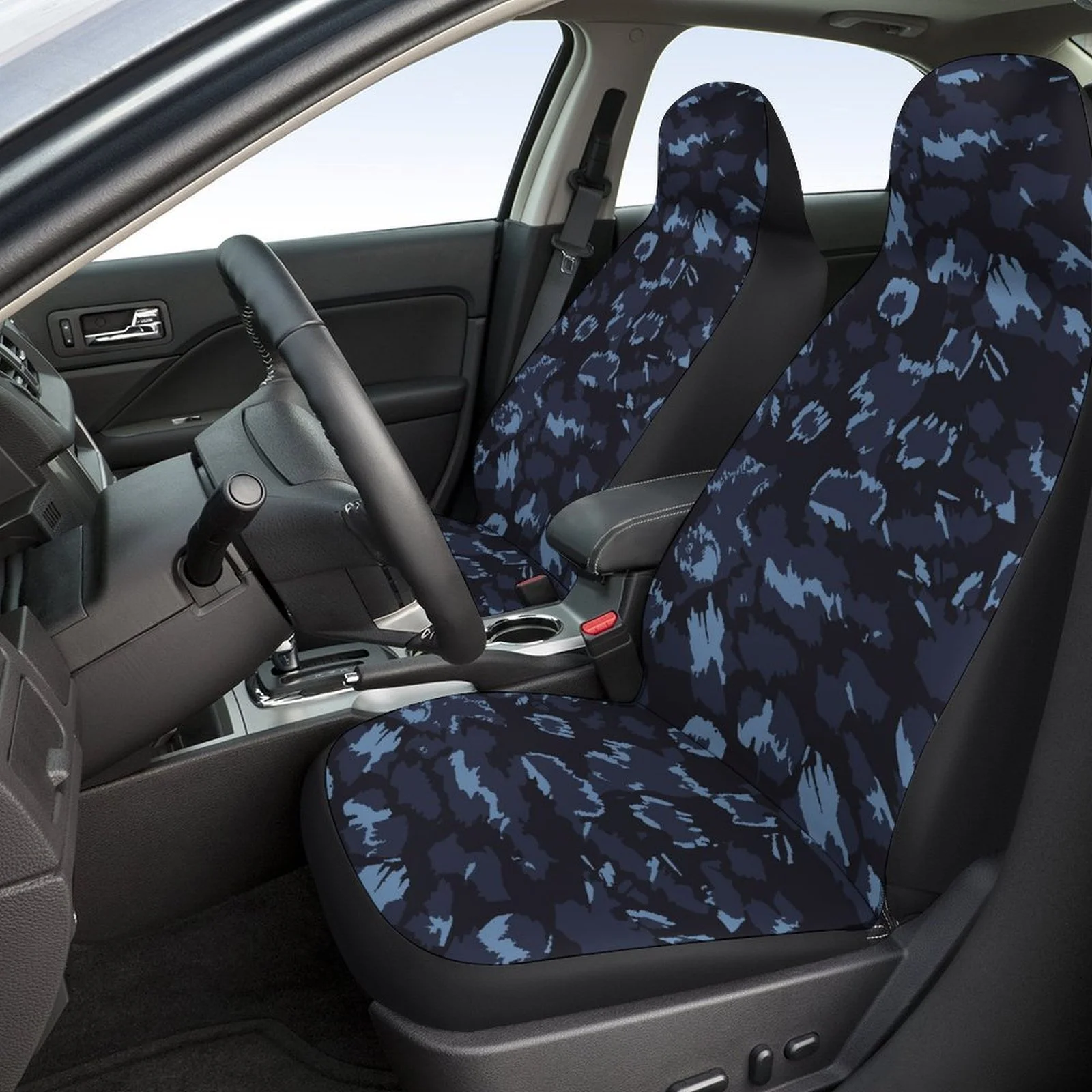 2pcs Of Breathable And Non-Slip Car Front Seat Covers With A Camouflage Pattern