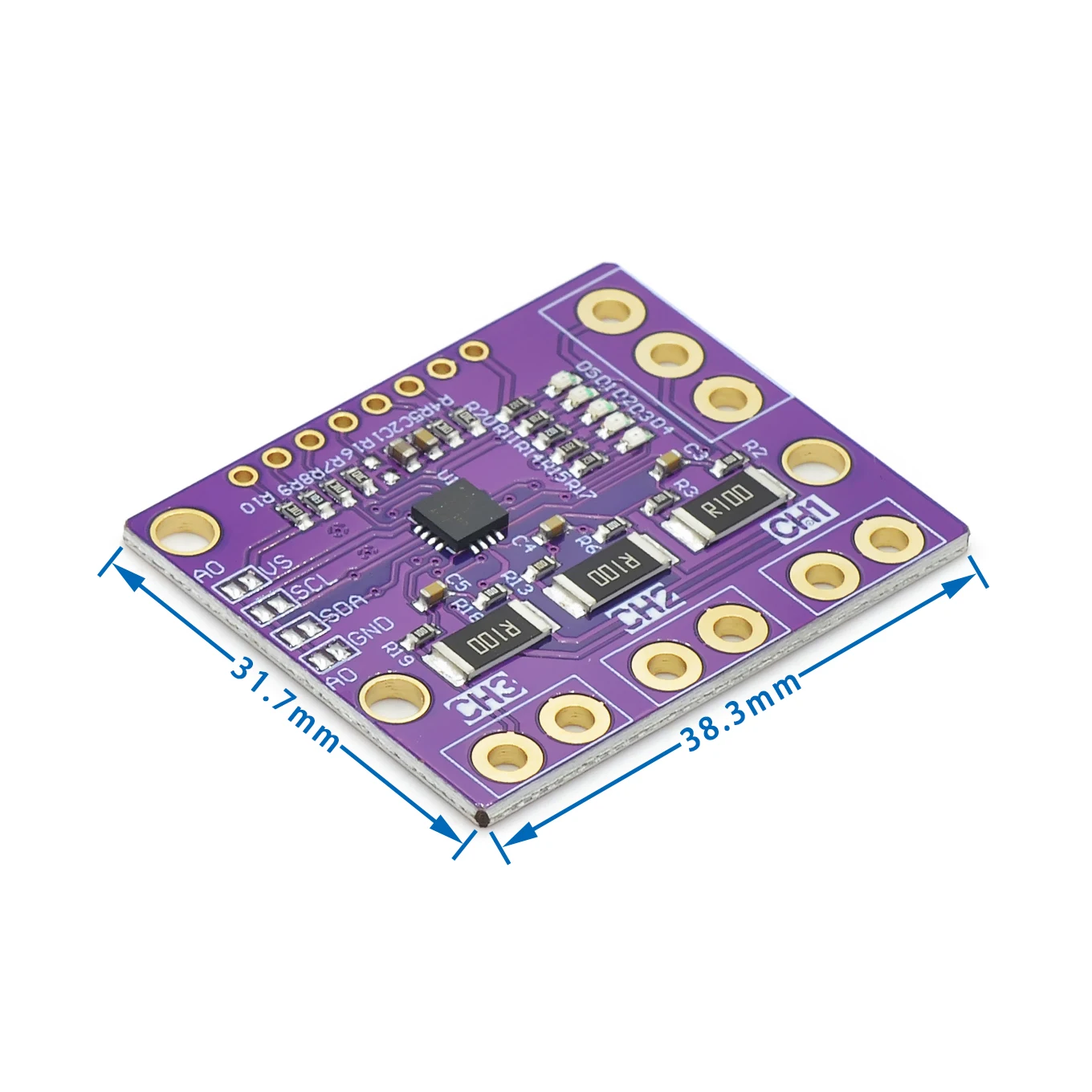 INA3221 Triple-Channel Shunt Current Power Supply Voltage Monitor Sensor Board Module Replace INA219 With Pins I2C SMBUS INA3221