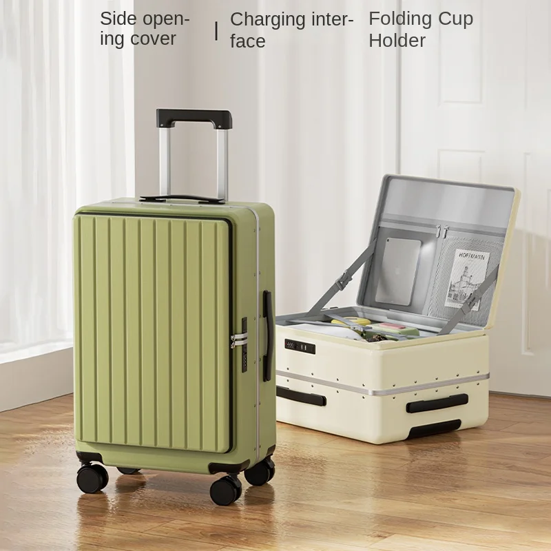 

Чемодан с боковым открытием, новый большой мужской и женский чемодан для ручной клади 20-28 дюймов на колесах, дорожный чемодан на тележке