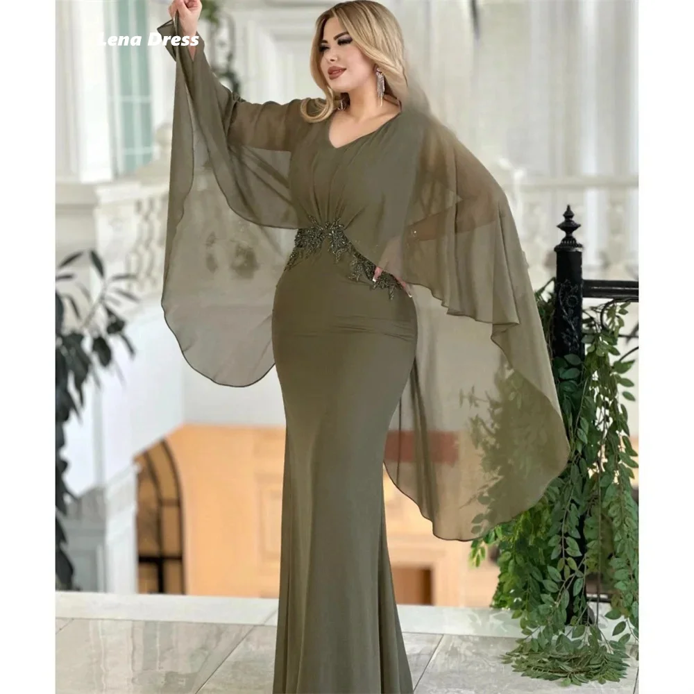 Lena Chiffon Luxurious Women's Evening Dresses 2024 Women Evening Dress V-neck Custom Made Dresses for Special Events Fish Tail