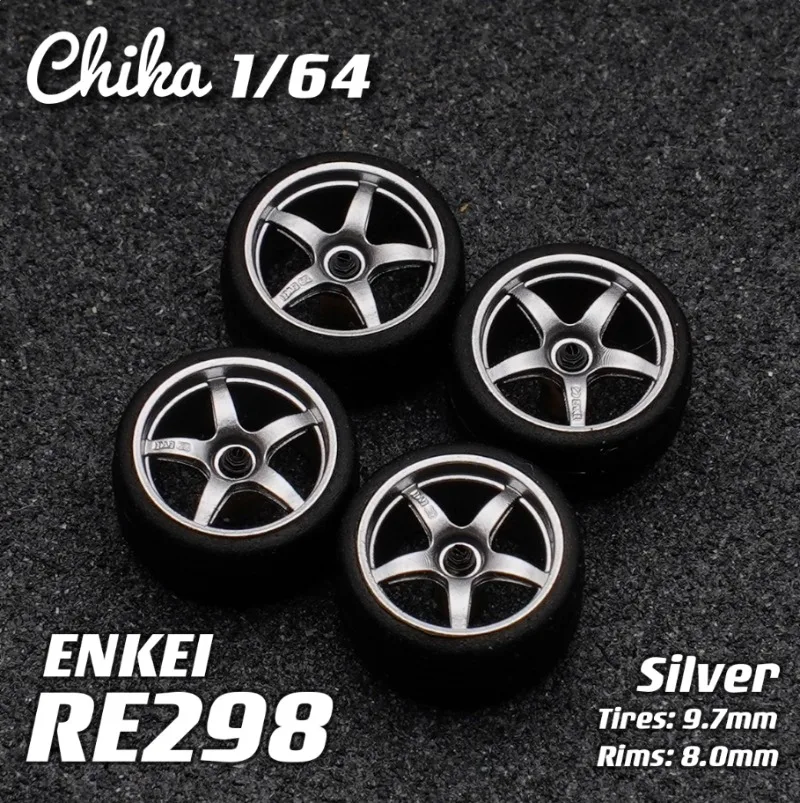 Chika 1/64 9.7/10.5mm Car Model Modified Wheels RE298/GT/GT7/P207 Without Bearing Resin Wheels Suitable for 1:64 Model Cars