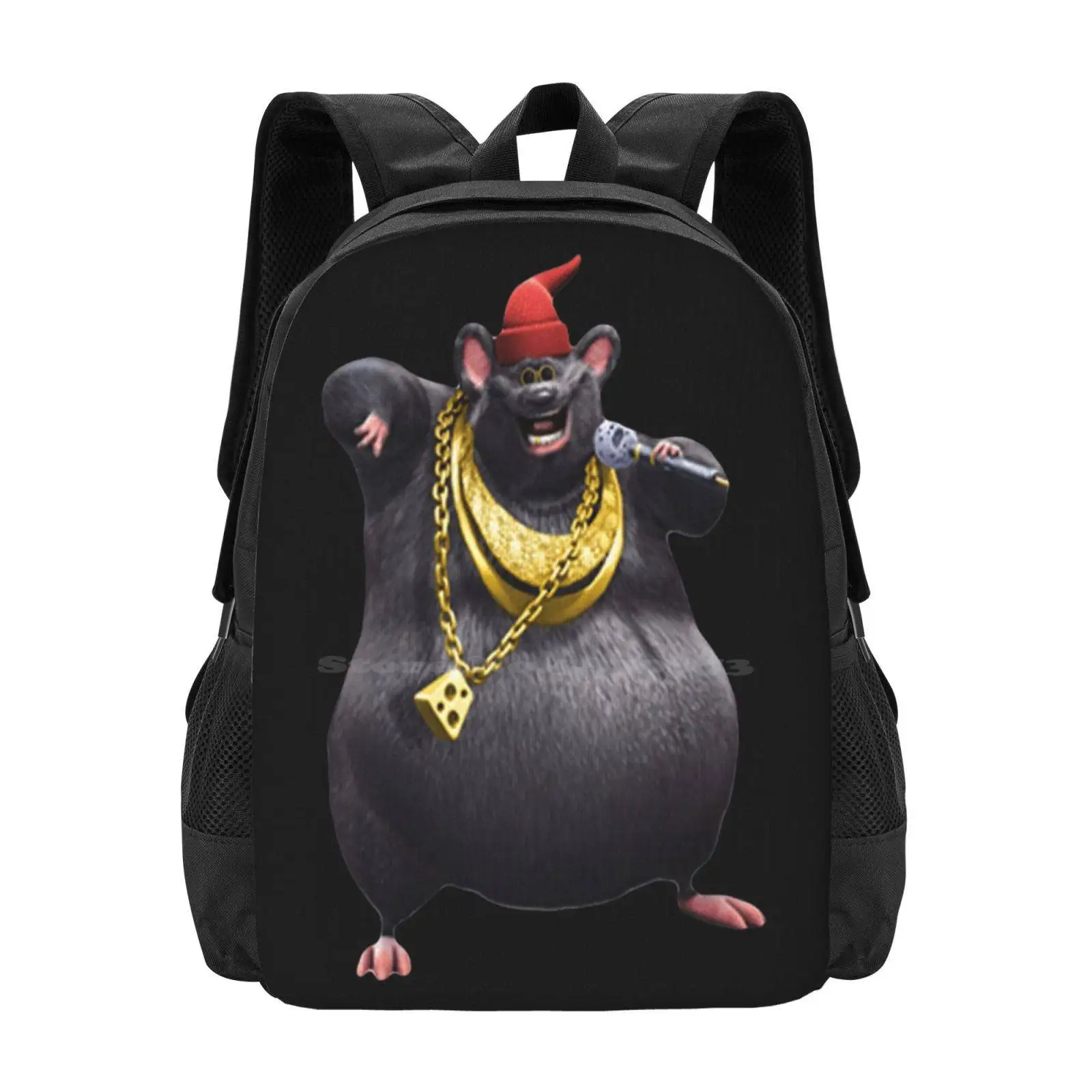 Biggie Cheese Rat 3D Print Design Backpack Student Bag Biggie Cheese Rat