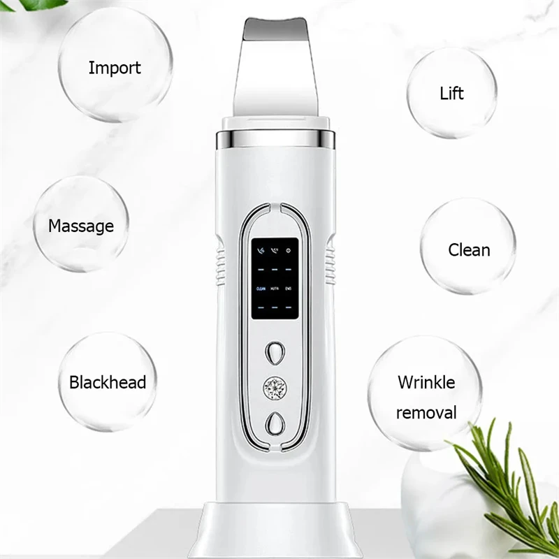 Ultrasonic Skin Cleaner Facial Scrubber Exfoliator Skincare Microcurrent Blackhead Remover EMS Vibrator Face Pore Cleansing Tool