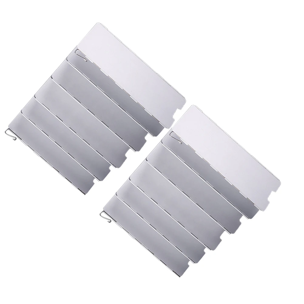 

1 pc Camping Wind Shield Foldable Aluminium Alloy 12 Sheet Silver Fuel Saving Windproof Outdoor Grill Bbq Picnic Gear Folding