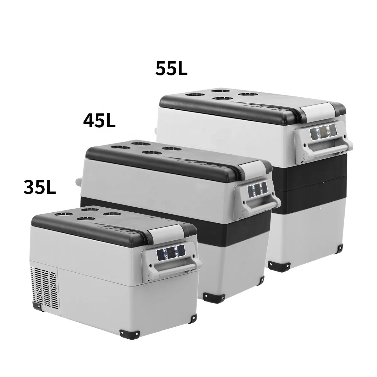 CF45 45L Dual-Zone Portable Cooler Box 12V/24V Car Fridge Compressor Freezer for Camping for Vehicles Made of Durable Plastic