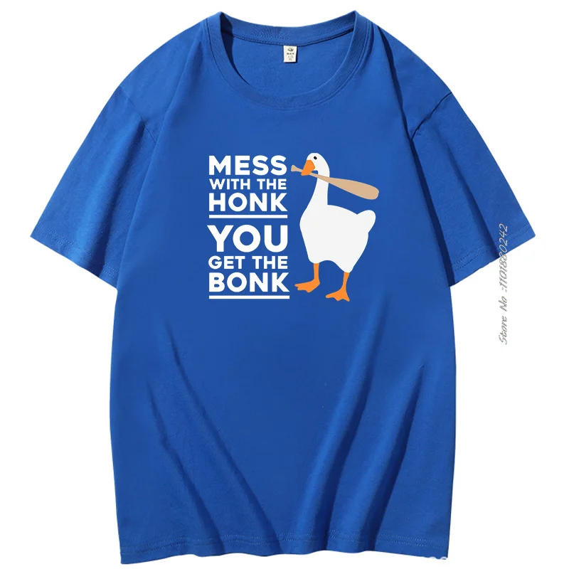 Untitled Goose Games Graphic T Shirts Mess With The Honk, You Get The Unique Cotton Short Sleeve t-shirt Summer Men's Clothing
