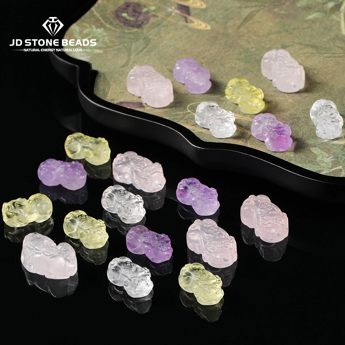 

1 Pc Natural Amethyst and Rose Quartz Carved Pixiu Bead Wealth Lucky Pendant For Jewelry Making Diy Bracelet Accessory