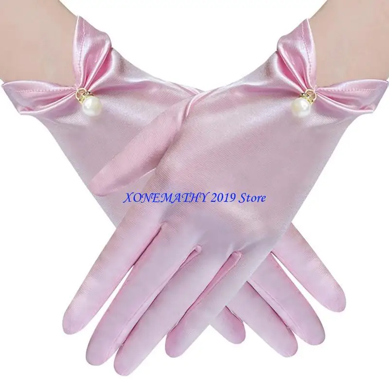 

F42F Роскошные атласные перчатки для официального мероприятия, элегантные свадебные перчатки невесты для женщин, свадебные для