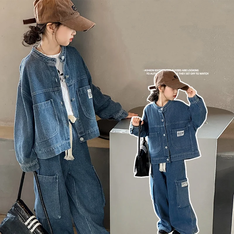 

Girls Clothes Sets Size 4-14Y Kid Denim Coat Top&Jeans Bottom Suits Child 2 Pces Of Clothing Sets Toddle Girl Casual Denim Sets