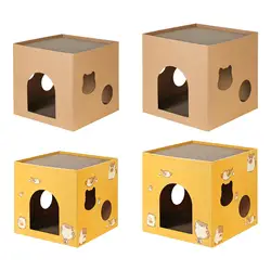 Cat Cardboard House with Scratch Pads Corrugated Cardboard Scratcher Cat Box Cats Bed for Cat Rabbit Small Animals Bunny indoor