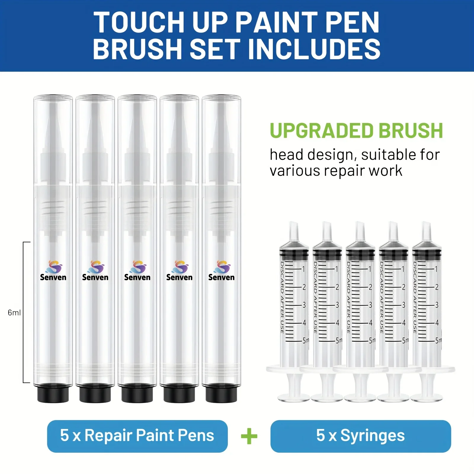 10pcs Touch Up Paint Pen Refillable Paint Pens with Types Of Brushes Touch Up Paint Repair Tool for Application, Wall, Furniture