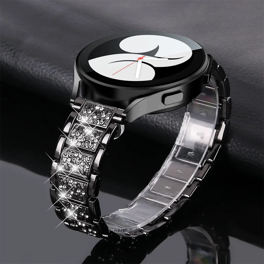 Diamond strap for Samsung Galaxy Watch 6/4/Classic/5/pro/Active 2 40mm 44mm Metal 20mm 22mm link Bracelet huawei gt 2-3-pro band