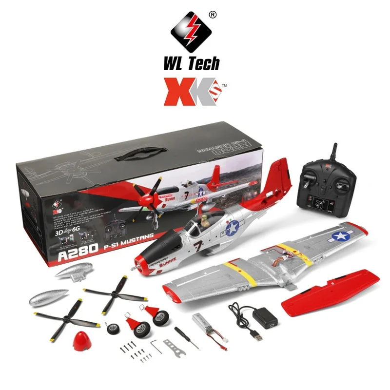طائرة Weili XKA280 للتحكم عن بعد بأربع قنوات P51 نموذج طائرة شراعية رغوية ثابتة الجناح. #5