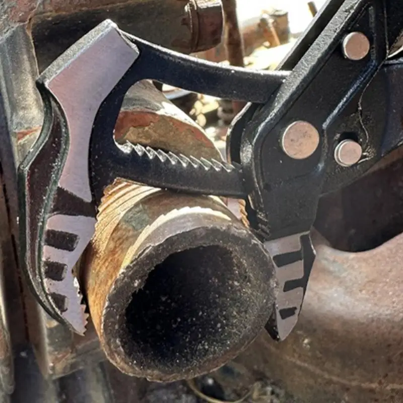 Automatic-Adjusting Water Pliers with Serrated Gripping Teeth and Metal Construction for Plumbing Fittings, Connectors, and