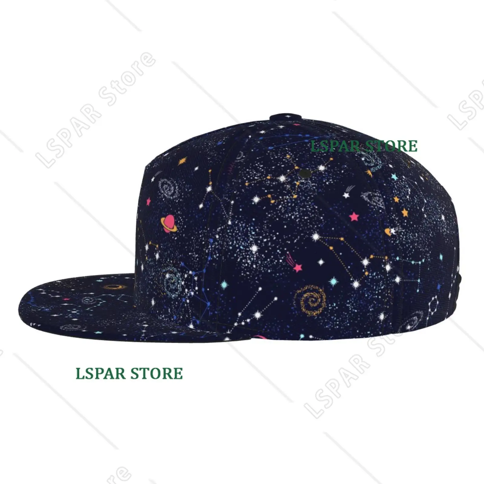 Space Planet Printed Flat Brimmed Hat Street Skateboarding Hip Hop Hat Outdoor Leisure Sunshade Baseball Hat Universal
