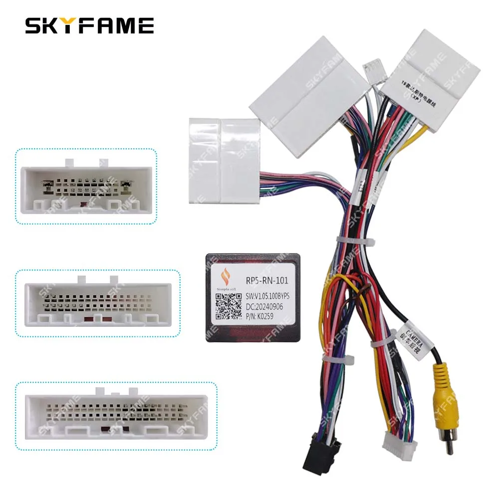 SKYFAME-Adaptador de arnés de cableado de 16 pines para coche, decodificador de caja Canbus, Cable de alimentación de Radio Android para Renault Duster Arkana RP5-RN-101