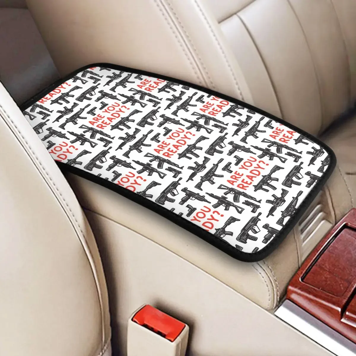 Car Armrest Cover Mat Weapons Gun Waterproof Center Console Protective Cushion Pad Car Decor Accessories