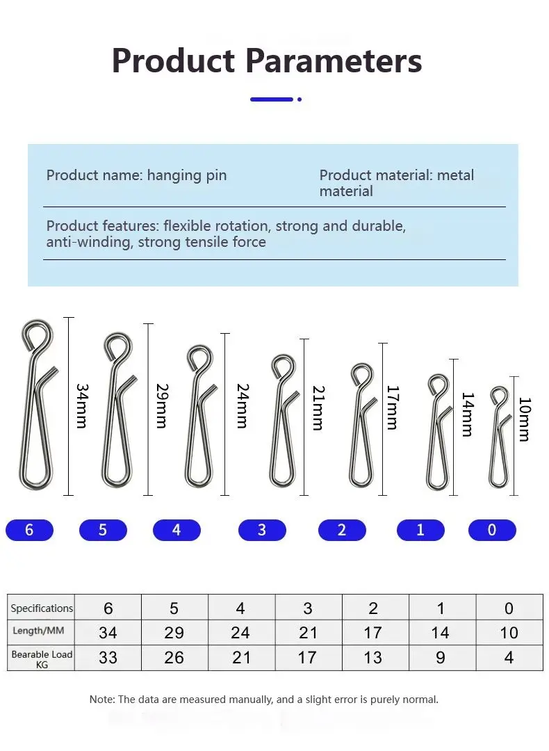 50/100 Stück Edelstahl-Haken, schnelles Clip-Lock, drehbar, massive Ringe 0 # -5 # Safety Snaps Angelhaken Connector Hook Tool – Detail 3