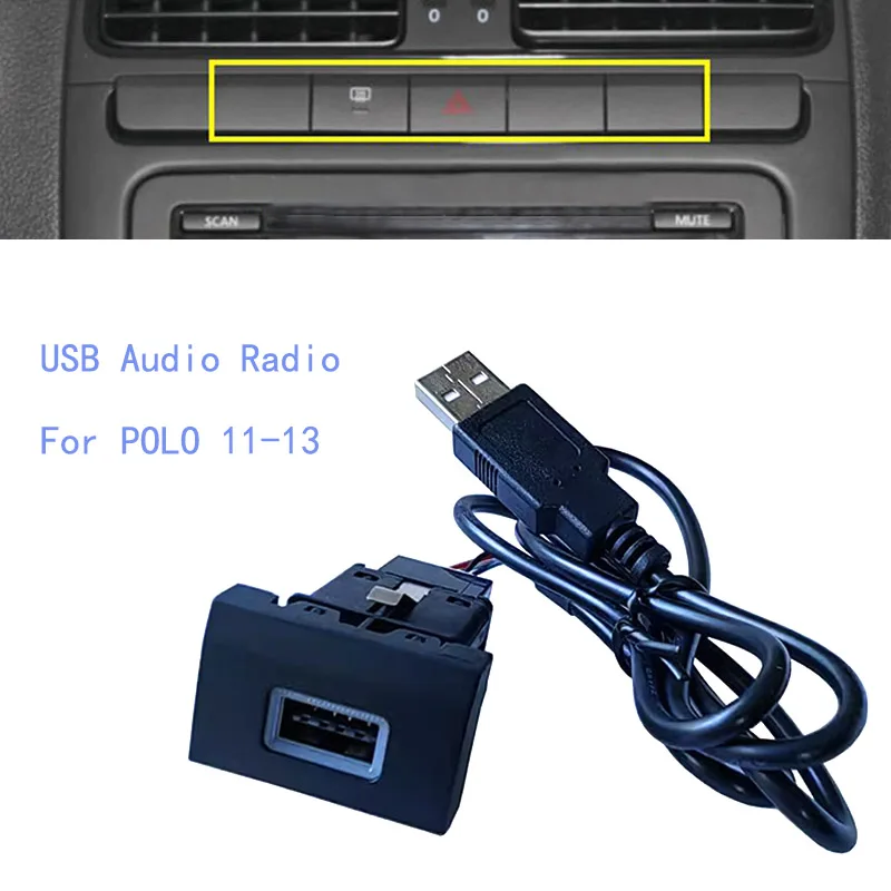 1PC Car USB Input Adapter Audio Radio U-disk Flash Socket Interface Cable For VW Volkswagen POLO 11-13