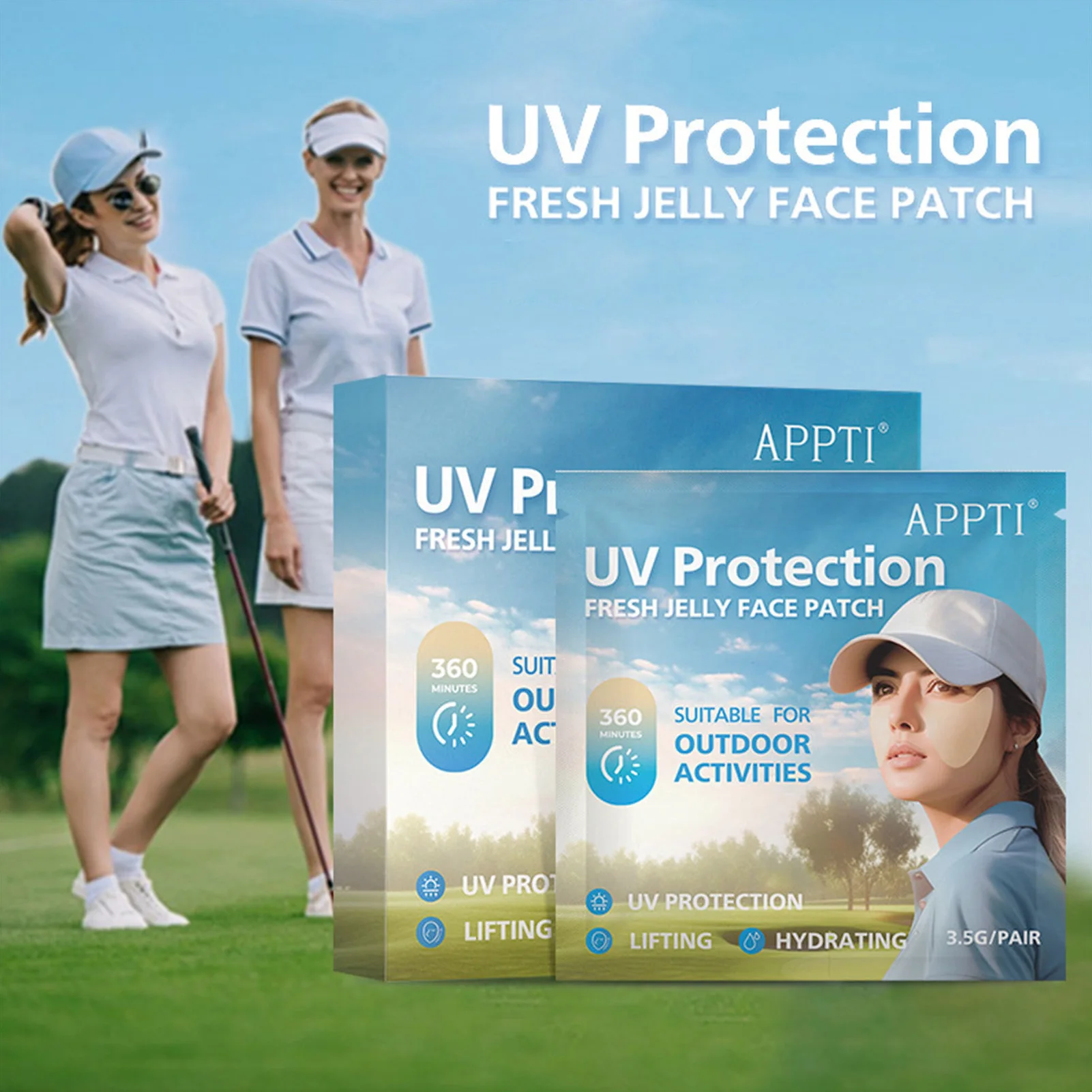 5/10 Pairs Sunscreen Face Patches Golf Sunscreen Anti-Sweat Moisturizing Sun Protection Stickers for Summer Outdoor Activities