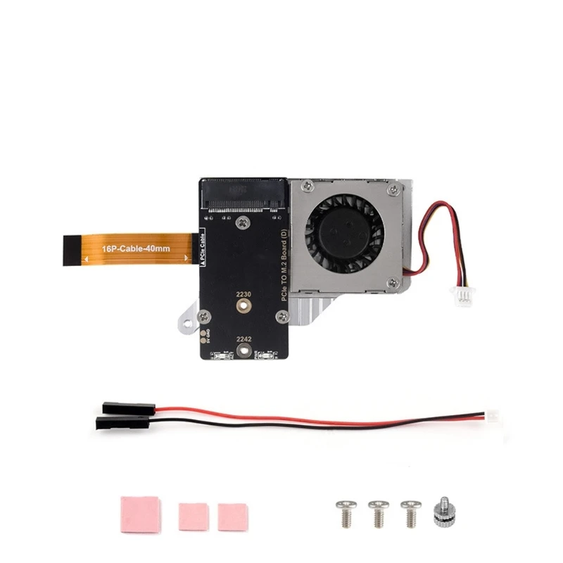 SZYA PCIe to M.2 Expansion Board Cooling Heat Sink for 5 with Heatsink Fan Thermal Management MX1.25 2Pin Cable