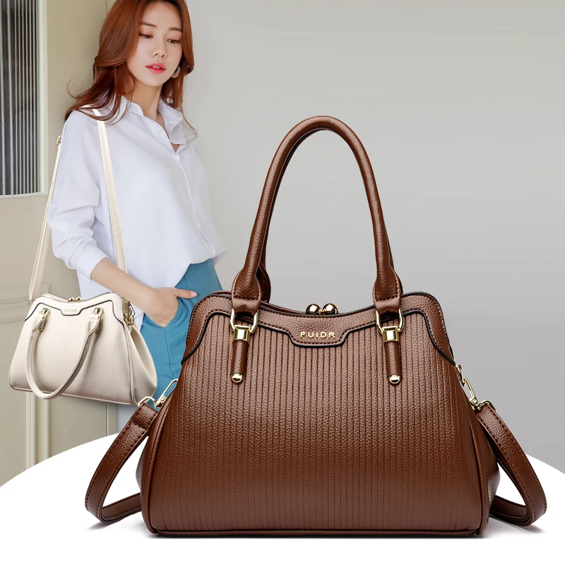 

Элегантная дизайнерская женская сумка-тоут, кожаная сумка через плечо, сумка-мессенджер для работы или отдыха, мягкая кожа, большая вместимость