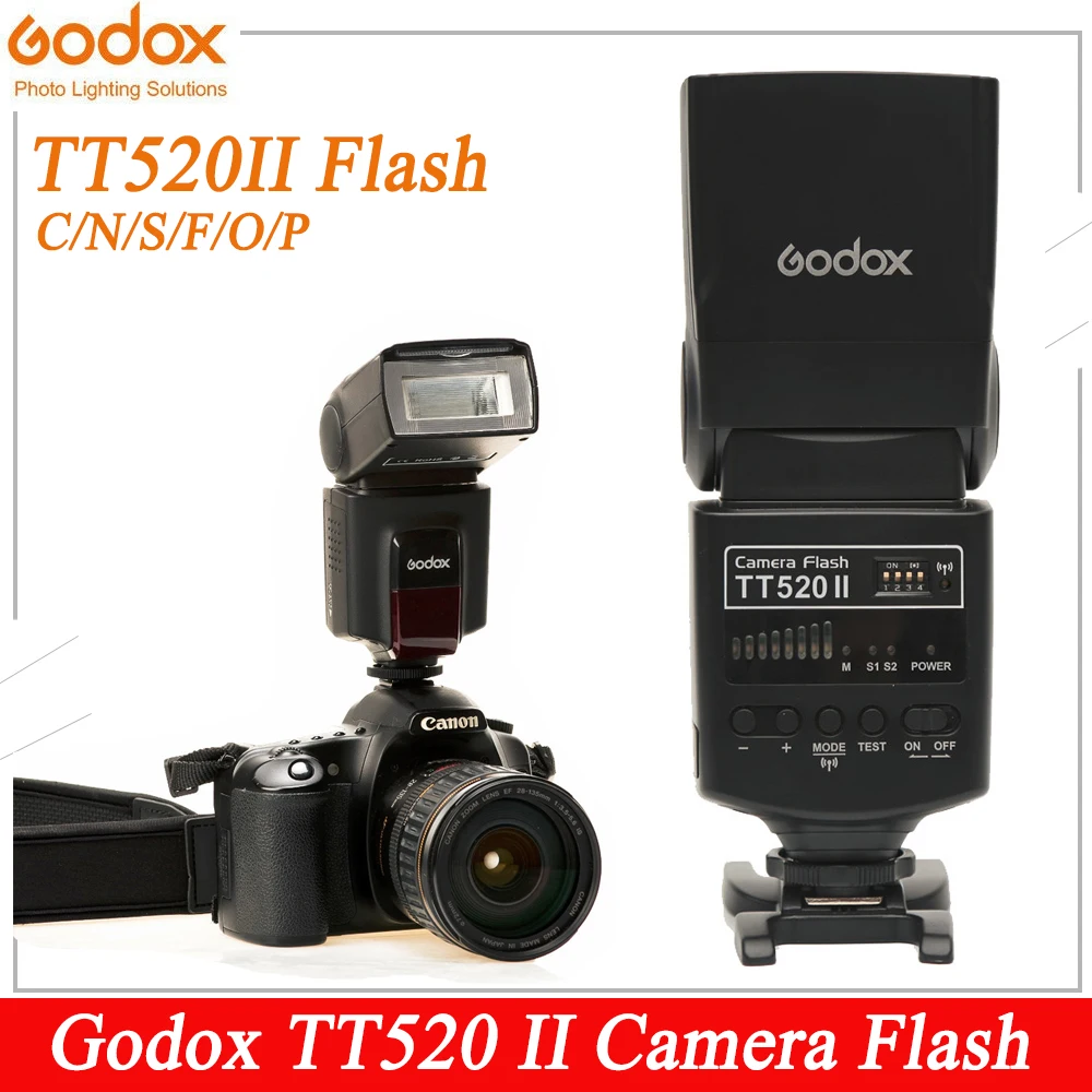 Godox TT520 II Flash TT520II with Build-in 433MHz Wireless Signal + Flash Trigger for Canon Nikon Pentax Olympus DSLR Cameras