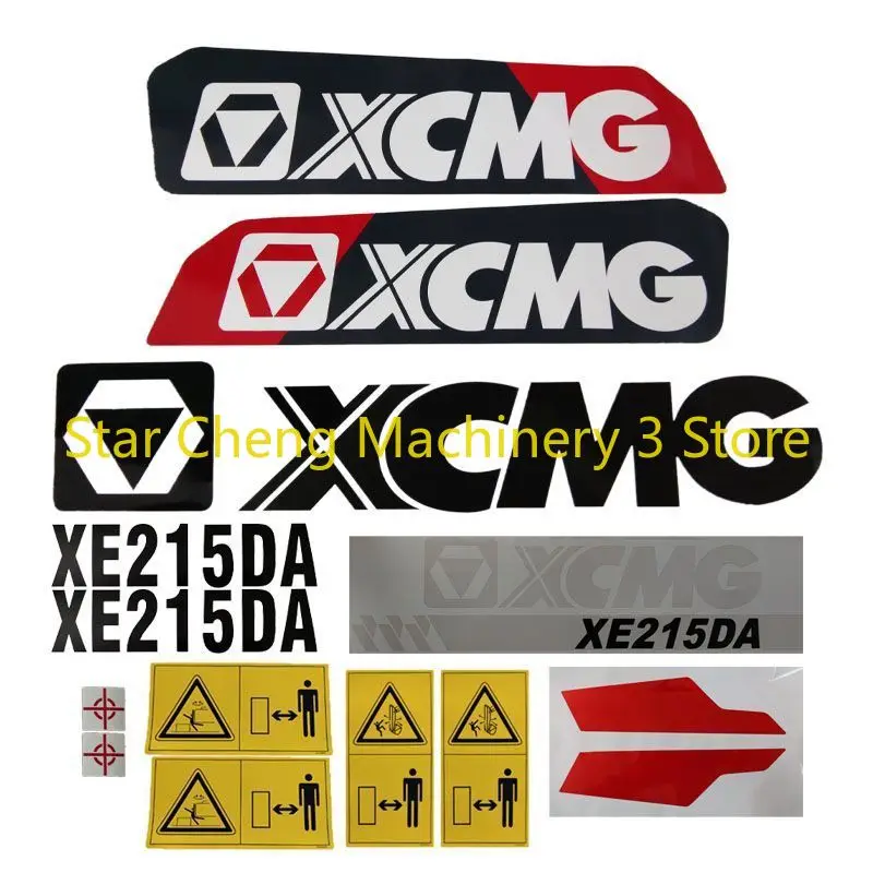 

1 Set of Excavator High Quality Decal Stickers for XCMG XE60/65/75/85/215DA Red and Black Whole Car Body Interior Accessories