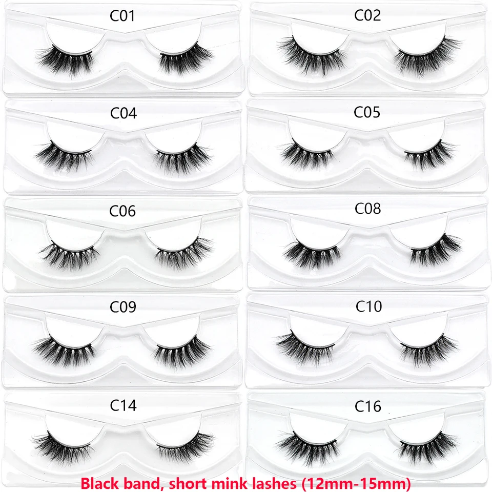 Pestañas Postizas Cortas de Visón Suaves y Esponjosas, Tiras de Pestañas Cruzadas Naturales para Maquillaje 5