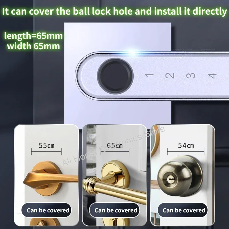 Tuya TTlock Smart Door Lock, Impressão digital, Aplicação, Biométrico, Impressão digital, Senha, Chave, Desbloquear, Punho Doméstico, Fechaduras Elétricas