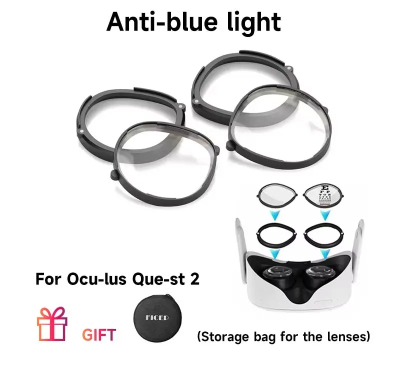 

FICEP For Quest 2 Prescription Lenses Anti Blue Myopia Lens Quick Disassemble Magnetic Frame Glass For Quest 3s Accessories