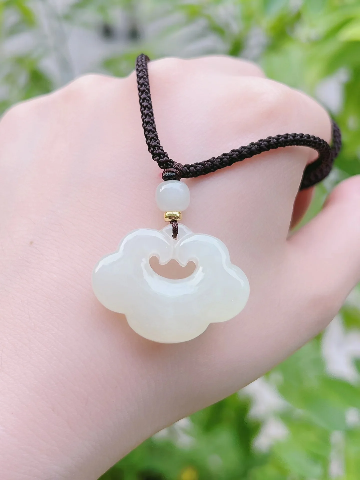 절묘한 Hetian Jade Xiangyun Ruyi 잠금 펜던트 쥬얼리, 3358A #