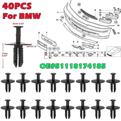 40Pcs Auto Fastener Clip Car Body Push Retainer Pin Rivet Bumper Door Fastener For BMW E46 Coupe E39 E23 E30 E31 E34 E36