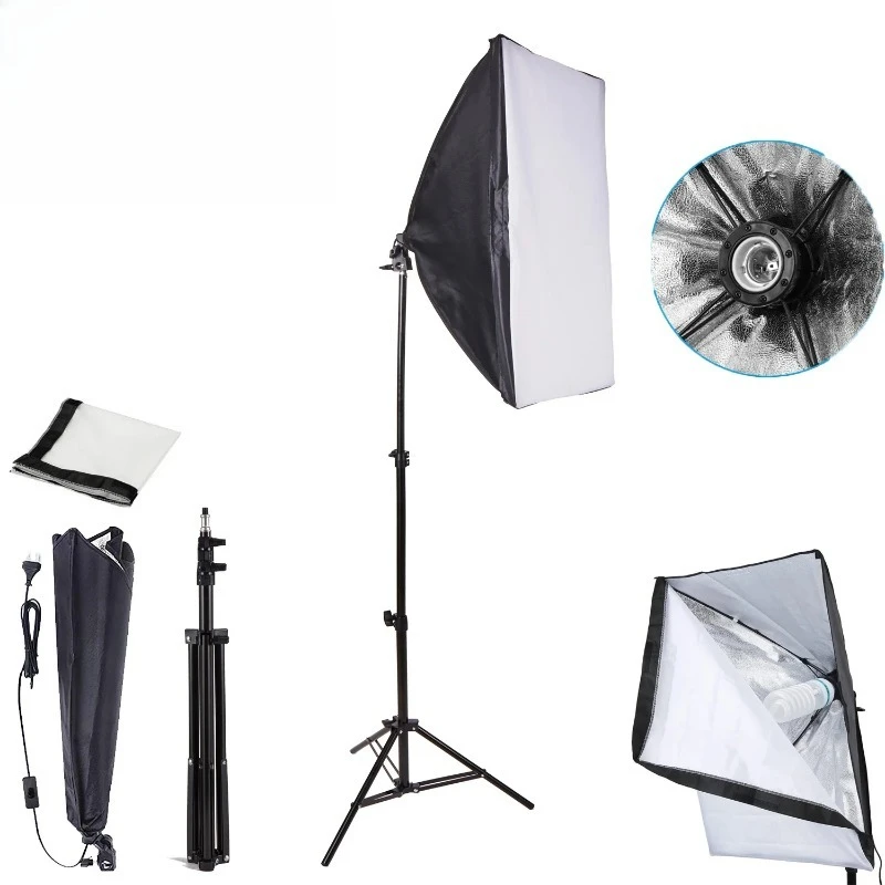 Photographic Equipment Photo Studio Photography Soft Box Kit With Triopod Video 50x70cm Softbox Photo Box With Lamp Holder E27