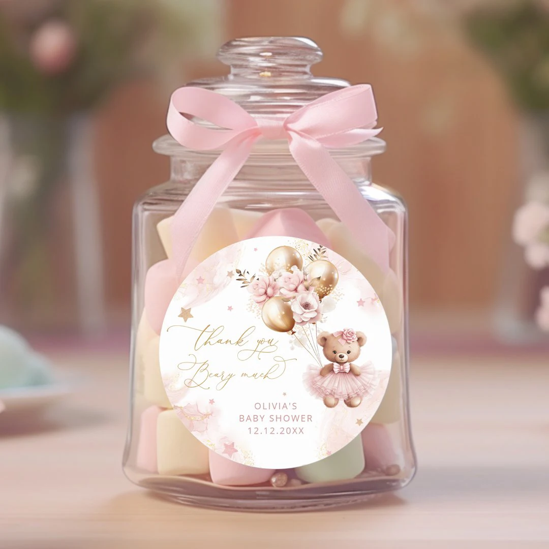 50 ملصقًا مخصصًا، ونمط كرتوني بالون وردي، وأسماء شخصية، وهدايا عيد الميلاد، وملصقات الختم، وديكورات الحفلات